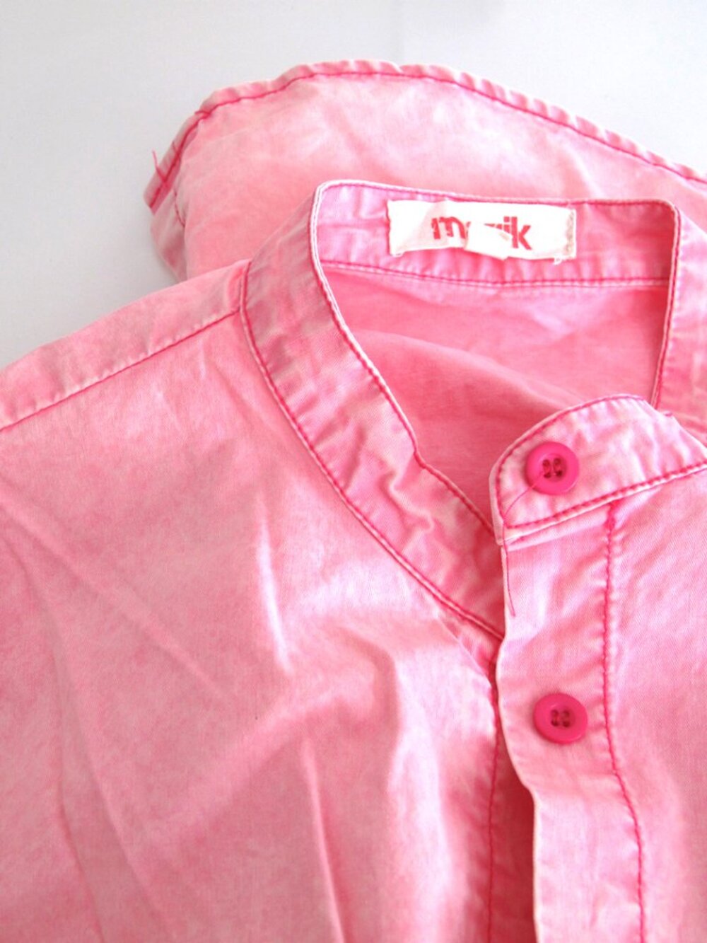 Women's SMALL Button-Down Shirt 🆕 MAZIK PINK Short SHIRRED SLEEVES